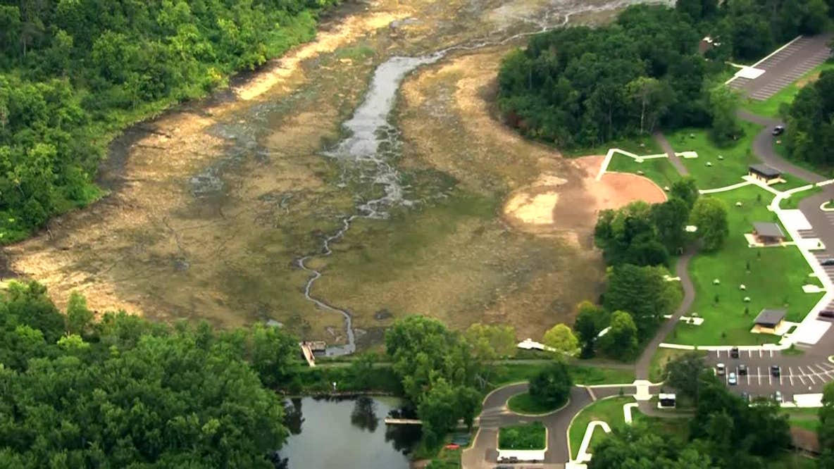 Lake at William O'Brien State Park is nearly dried up