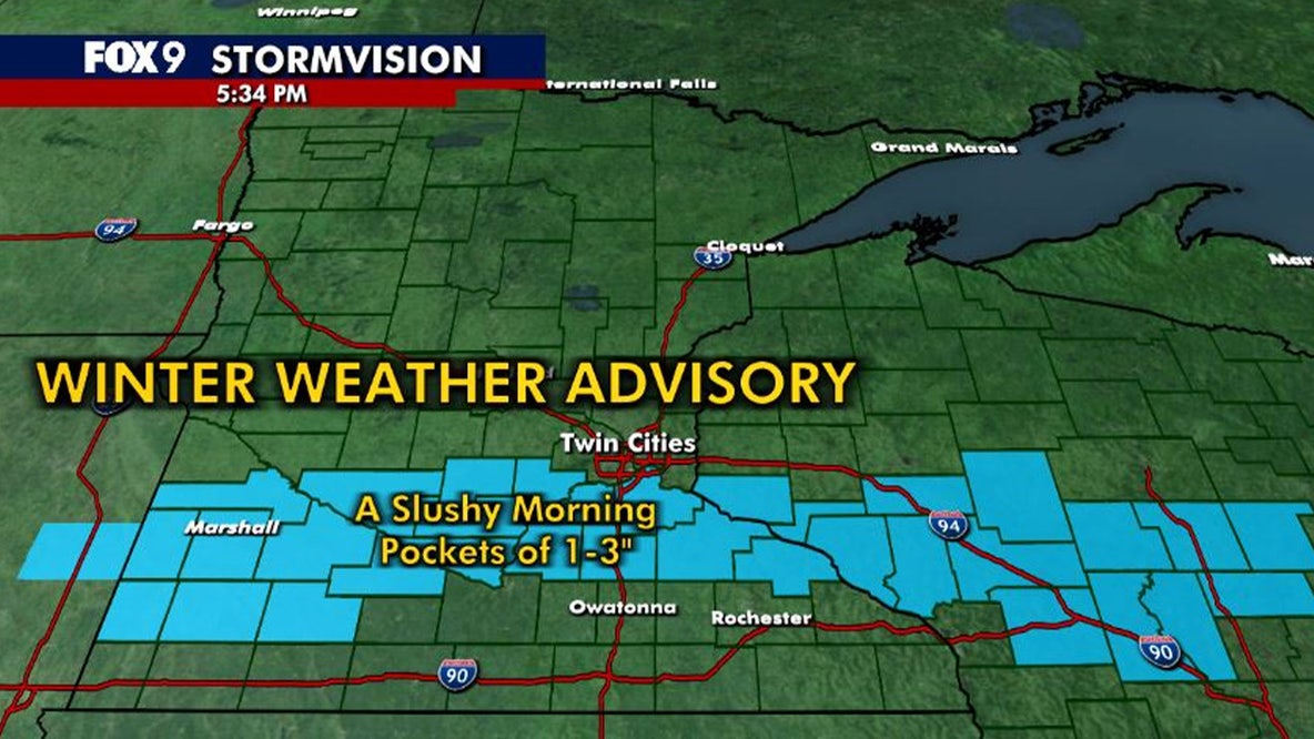 Minnesota weather: Winter weather advisory, slushy start Tuesday morning
