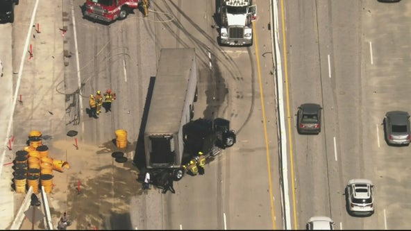 100 gallons of fuel spills across the 210 Freeway in Lake View Terrace area