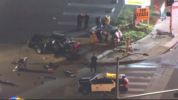 Police chase across LA ends in crash that killed 2 in Panorama City