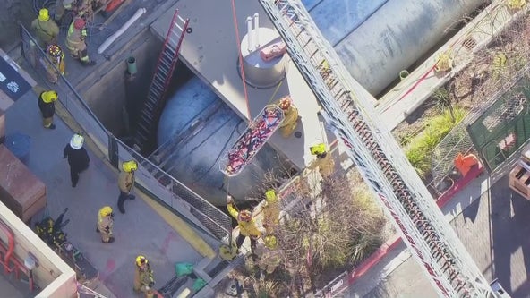 Construction worker who fell 20 ft. down into concrete hole rescued