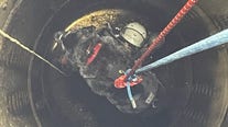 First responders rescue dog that fell 23 feet down storm drain