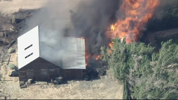 Crews battle Danny Fire burning in Antelope Valley