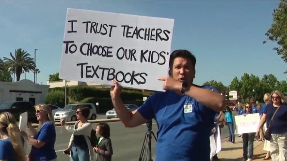 Temecula teachers protest textbook decision after board president
