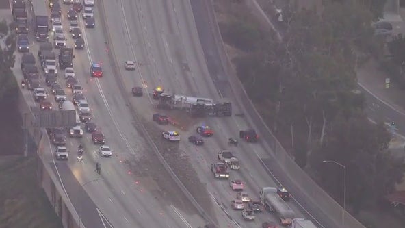 SigAlert issued on 605 Freeway in Whittier following dump truck crash