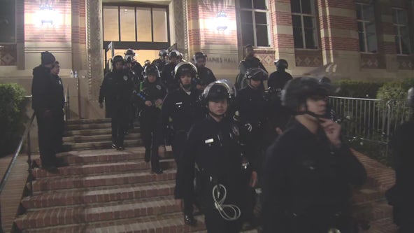 UCLA protests: Police in riot gear briefly moved into pro-Palestine encampment before turning around