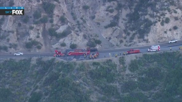 Rescue underway after car goes over cliff on Angeles Crest Highway