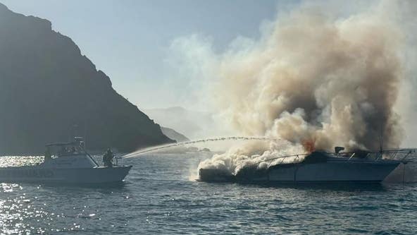 5 rescued after boat catches fire near Catalina Island