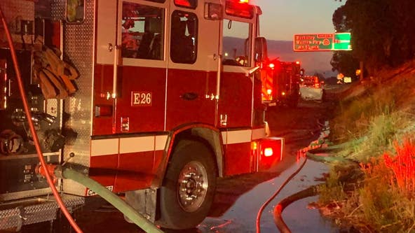 Crews contain truck fire that spread to brush and the Oakland hills