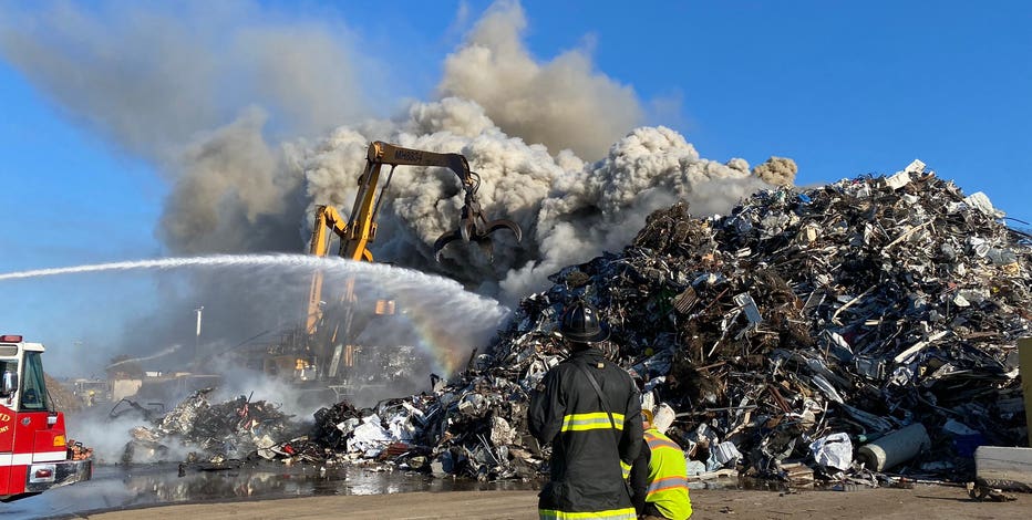Debris pile sparks fire at Oakland recycling yard near port