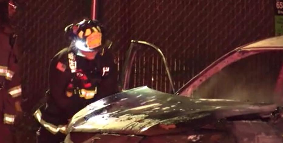 Oakland crews pull out person 'fully engulfed in flames' from car