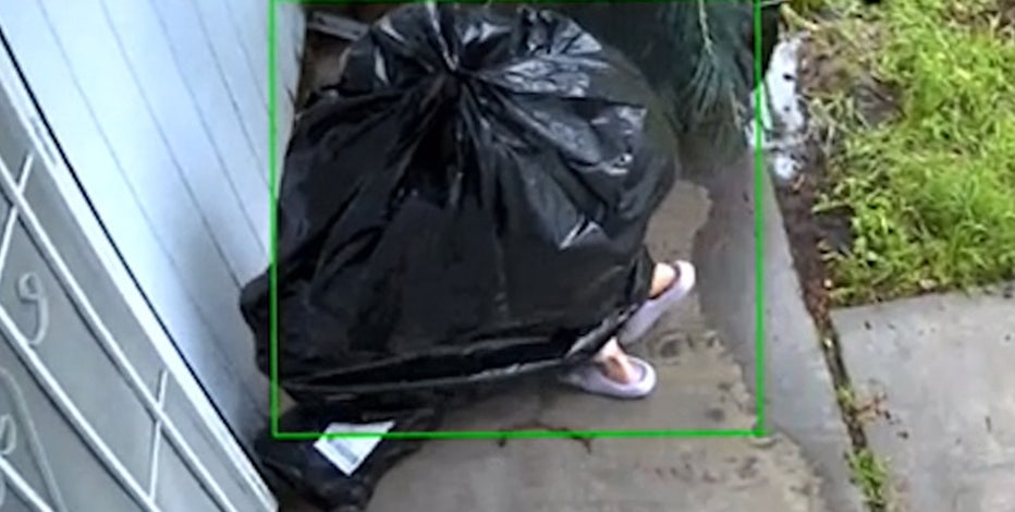 Sacramento porch pirate disguised as trash bag gets away with package