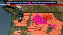 Seattle weather: Heat hangs on Monday with midweek thunderstorms
