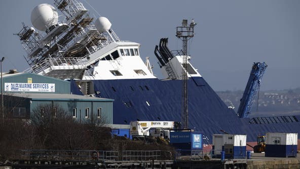 250-foot ship owned by Microsoft cofounder Paul Allen's estate tips over at Edinburgh, Scotland dockyard