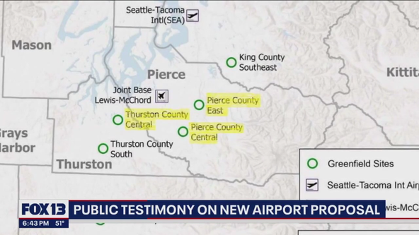 Public testimony being heard on new airport proposal in Pierce or Thurston Counties