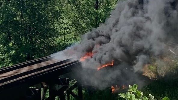 Arson investigation underway after suspicious fire damages train trestle near SR 12