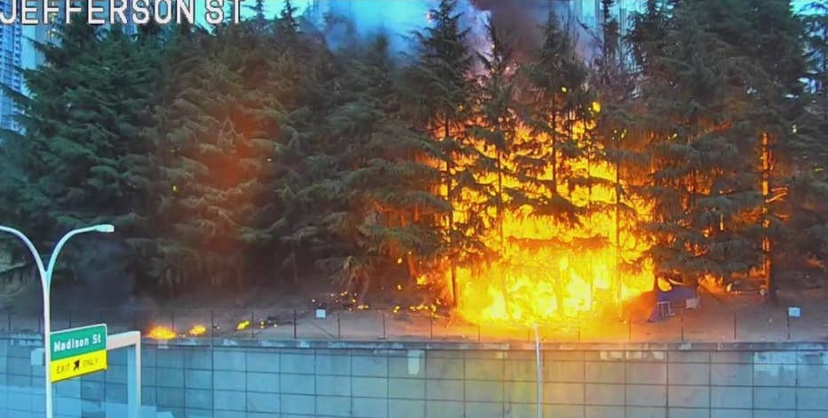 Docs: Homemade explosives at Seattle homeless camp may have caused massive blaze along I-5