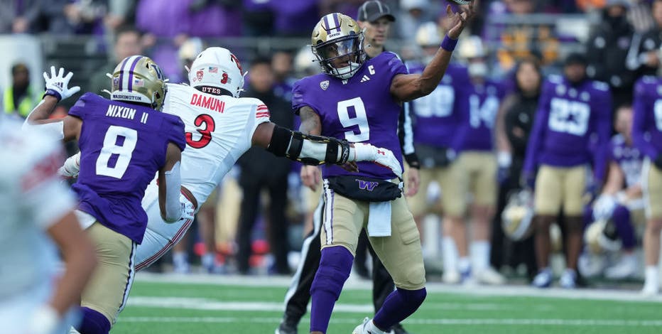 No. 5 Washington reaches 10-0 for only the second time after beating No. 13 Utah 35-28