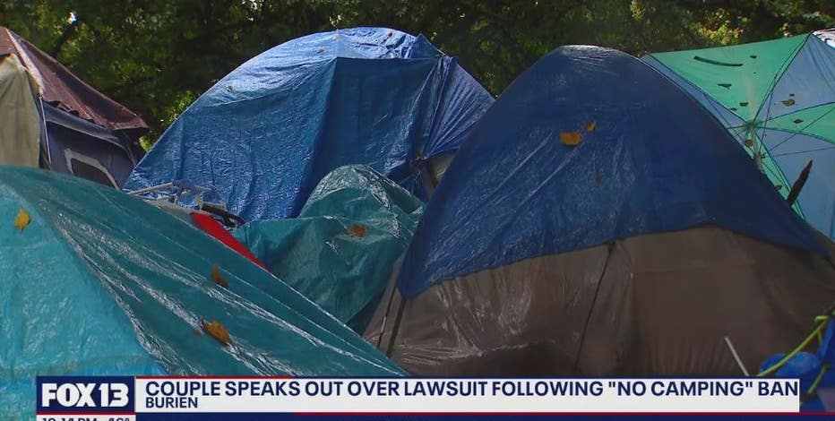 'We may be homeless…but we still have rights': Unhoused woman sues Burien on no camping law