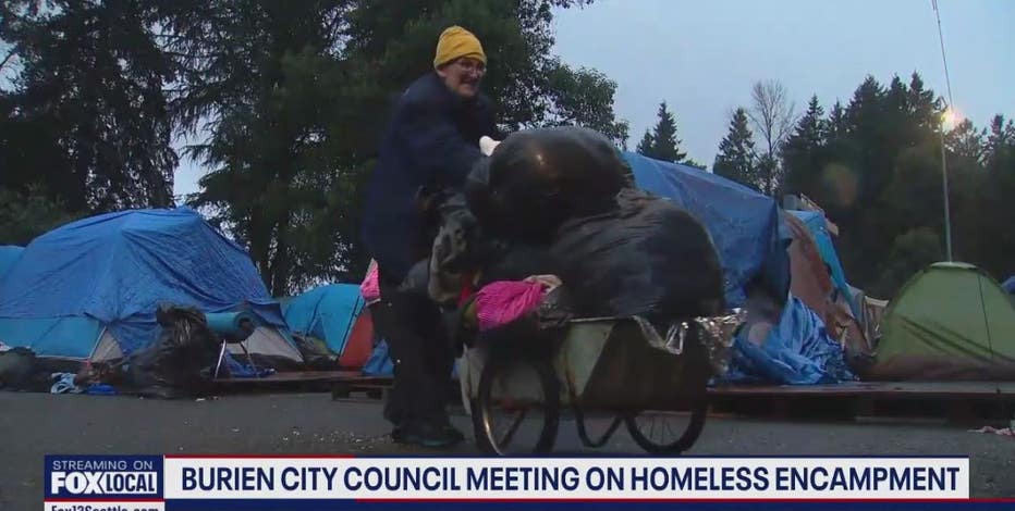 Unhoused Burien residents camp outside city hall after temporary shelter closes