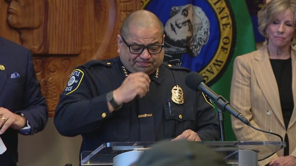 Seattle Police Chief Adrian Diaz gets emotional at announcement of new interim chief