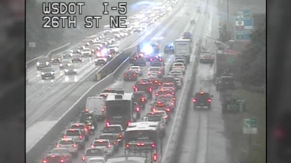 Northbound I-5 fully blocked near Everett due to incident involving police