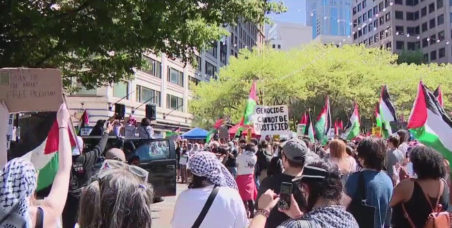 Hundreds of Seattle protesters gather for Palestinian Day of Struggle