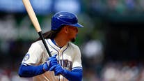 Luis Castillo steps in as batter for Mariners after Garver was hit on the wrist