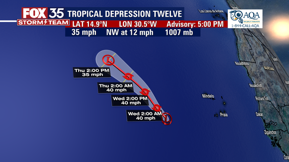 National Hurricane Center watching 2 systems in Atlantic: Tropical Depression 12, and disturbance 1