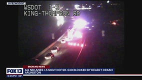 Troopers investigating deadly multi-car crash on I-5 near Arlington