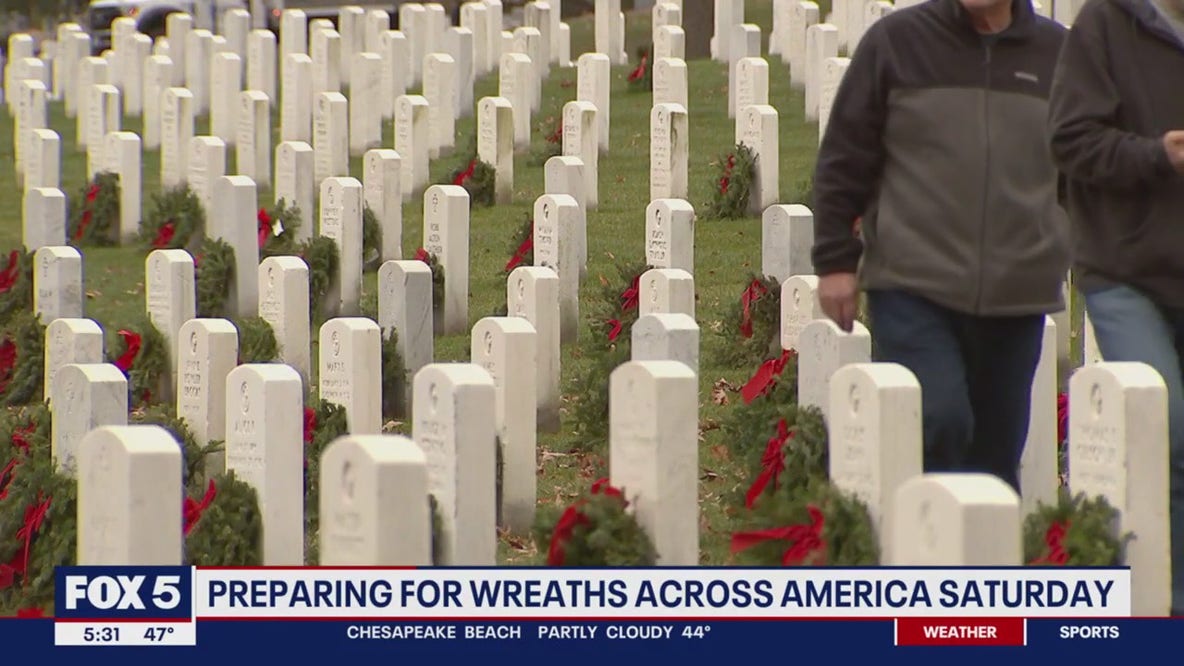 Arlington National Cemetery gets ready for National Wreaths Across America Day