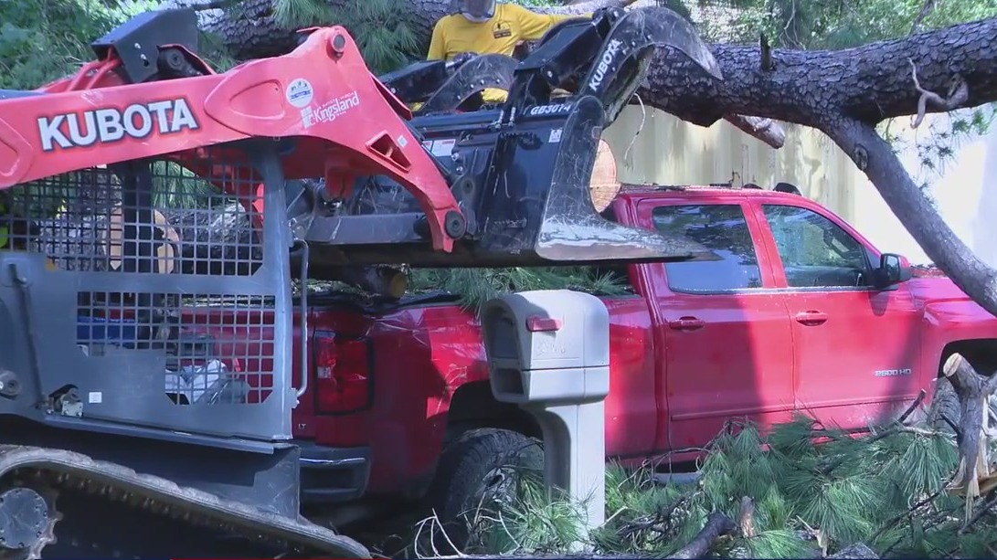 Group helps cut down fallen trees around Houston