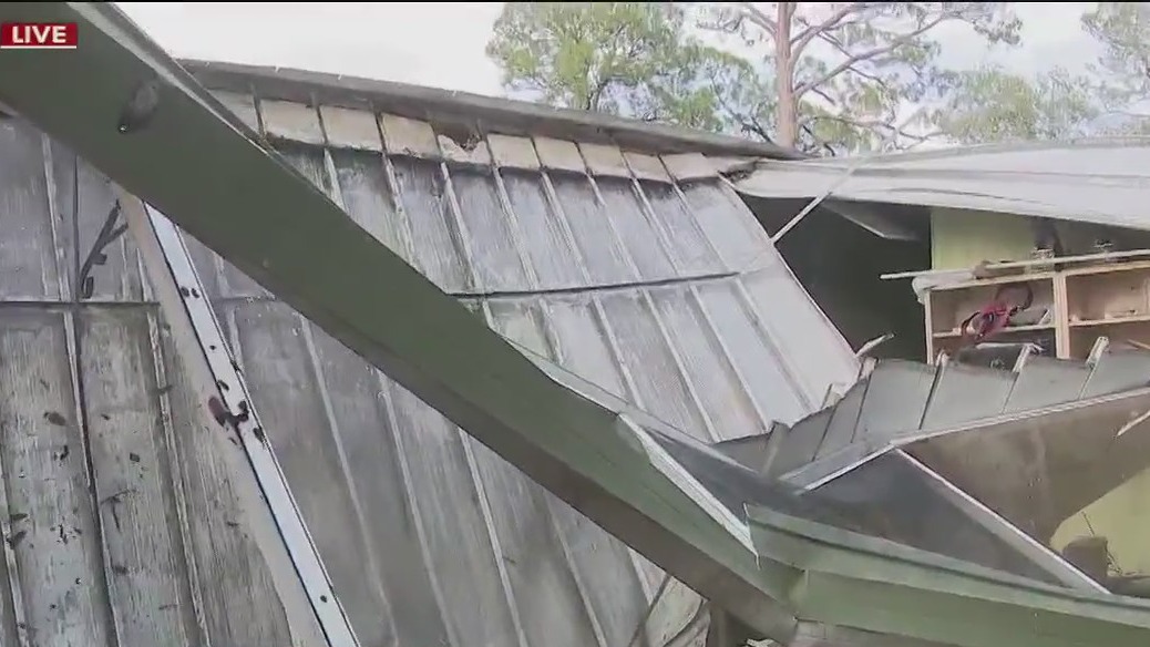 Entire roof caves in during Central Florida hail storm