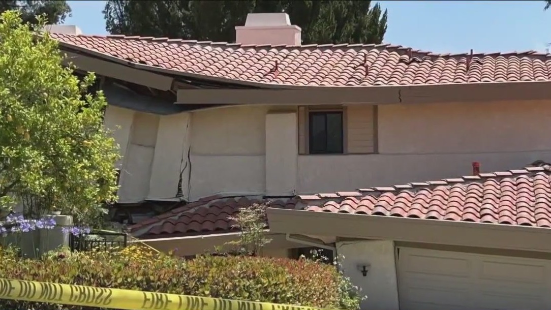 Homes sink down hill in Rolling Hills Estates