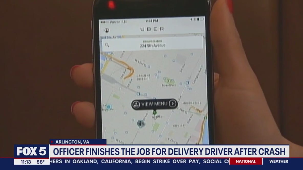 Officer finishes Uber Eats delivery for driver after crash