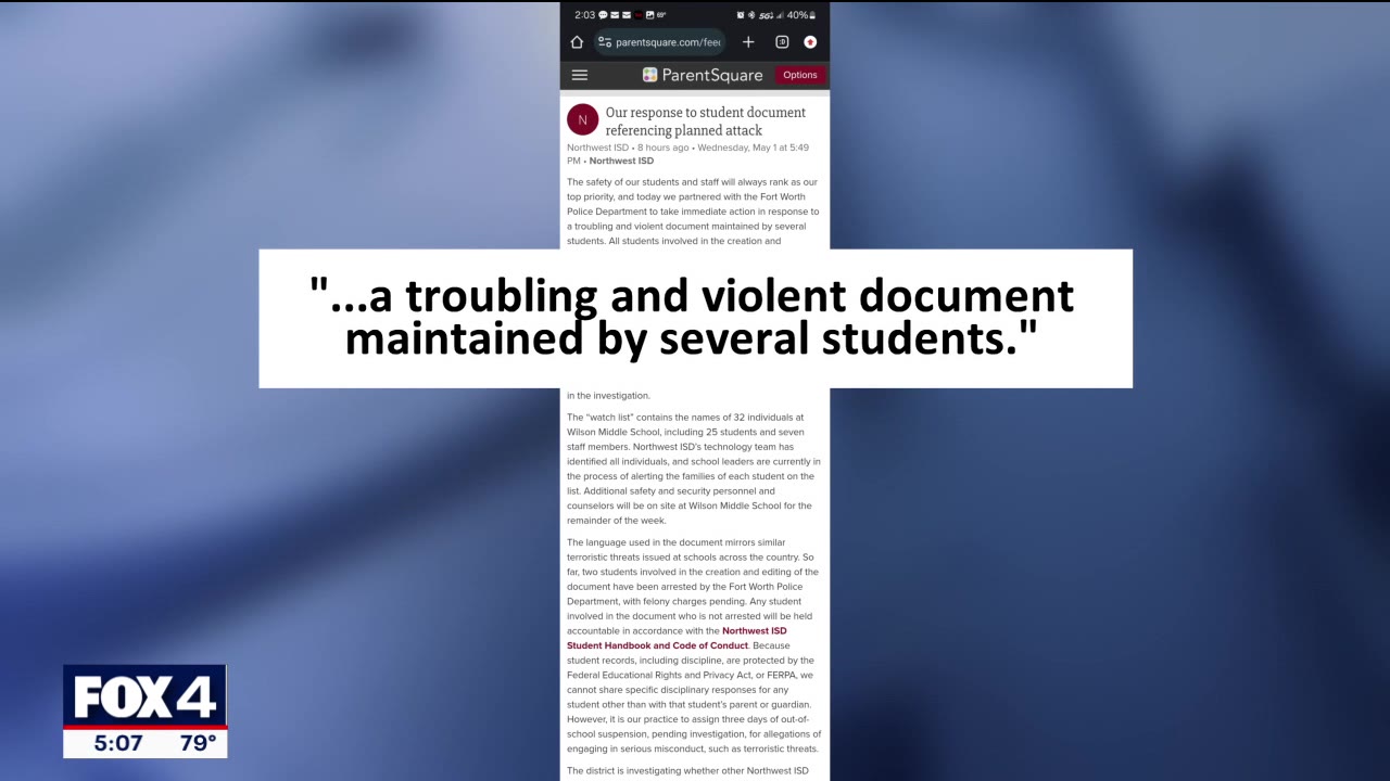 FWPD investigates violent middle school watch list