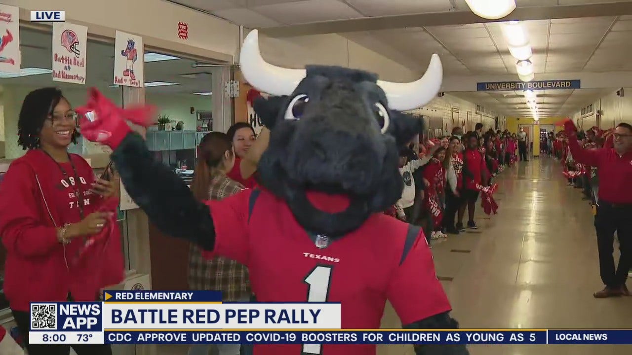 Houston Texans hold Battle Red Pep Rally at Red Elementary School