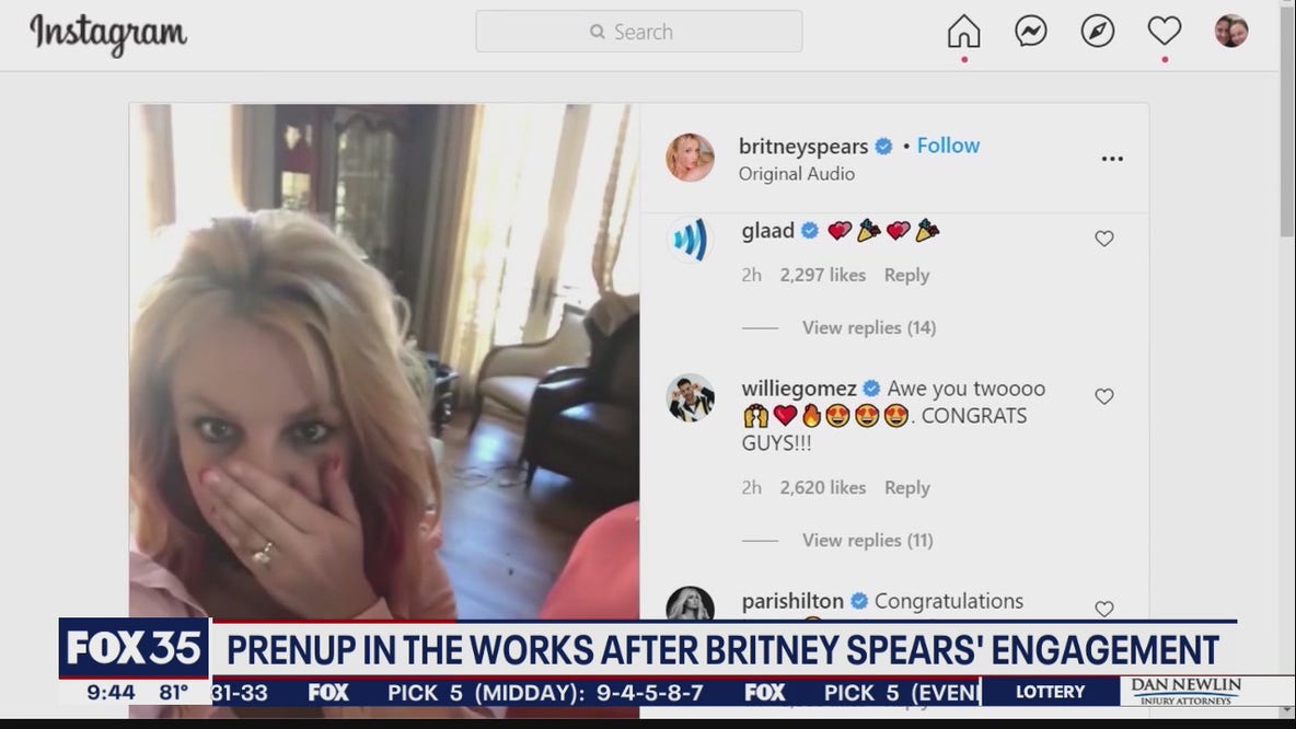 Prenup in the works after Britney Spears' engagement