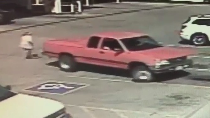 Graphic: Woman run over at Maricopa County gas station; driver sought