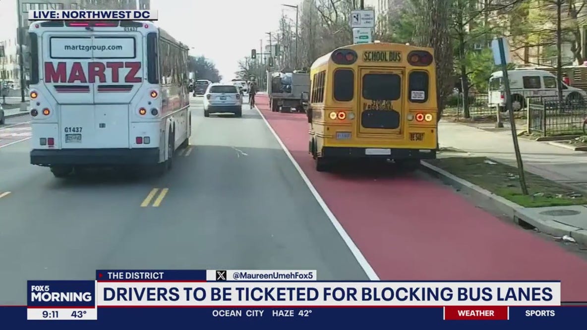 DC begins issuing fines for driving, parking in bus lanes