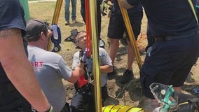 Worker rescued from manhole