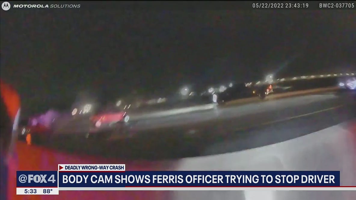 Body cam shows Ferris officer trying to stop wrong-way driver