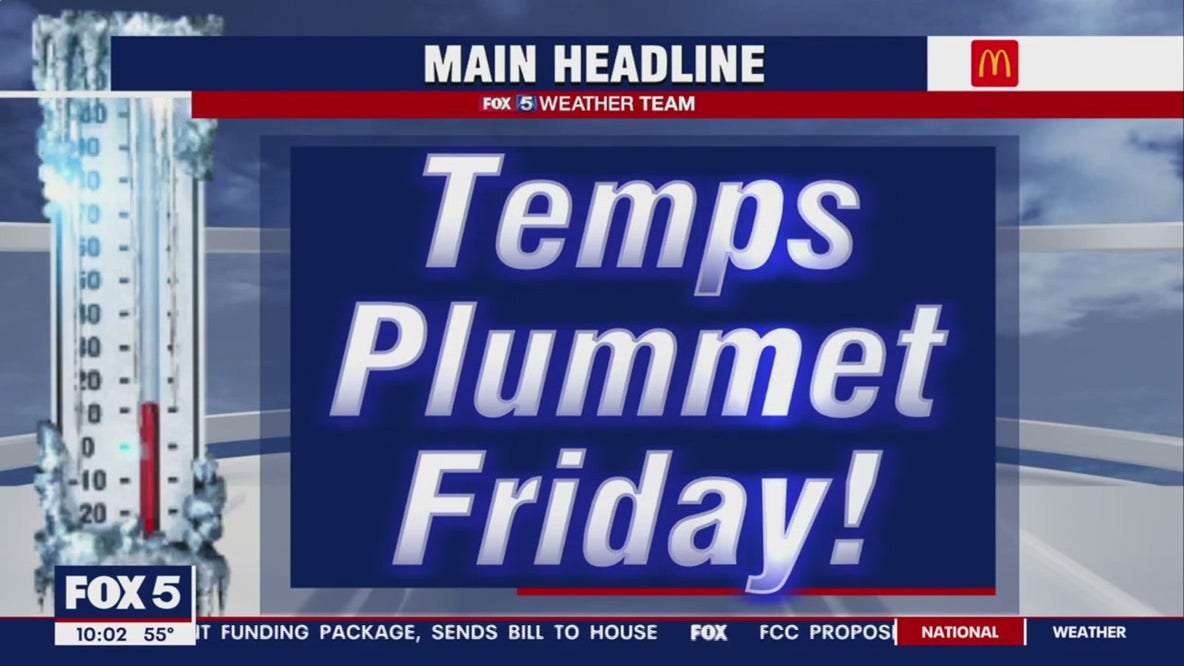 Temperatures plummet Friday as arctic boundary approaches