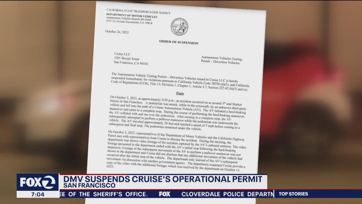 Cruise failed to show crash footage, DMV says