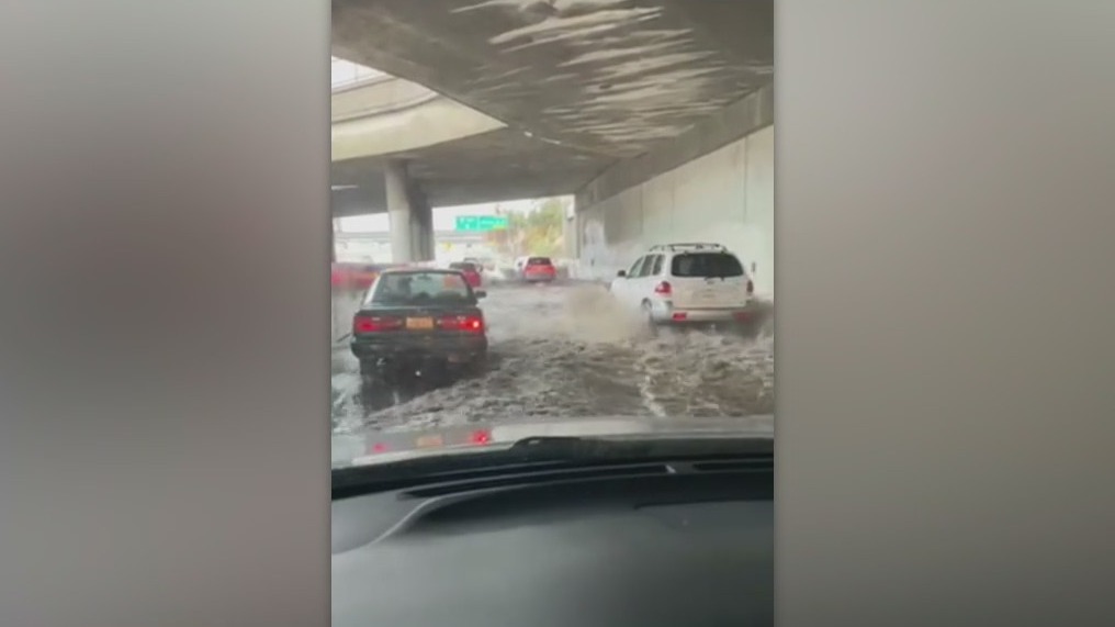 Flooding on 5 Freeway in Sun Valley