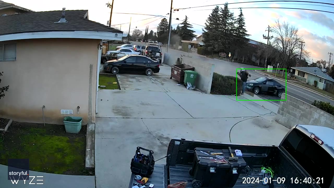 Narrow miss: Man nearly gets hit by car while checking his mail in California