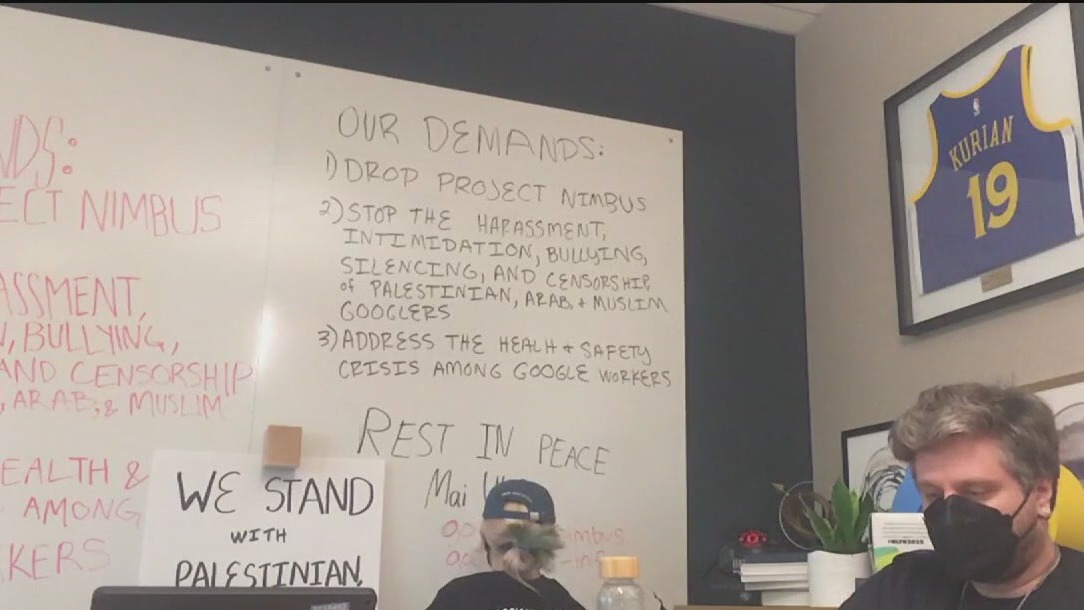 'Googlers against Genocide' protest in Sunnyvale, employees arrested