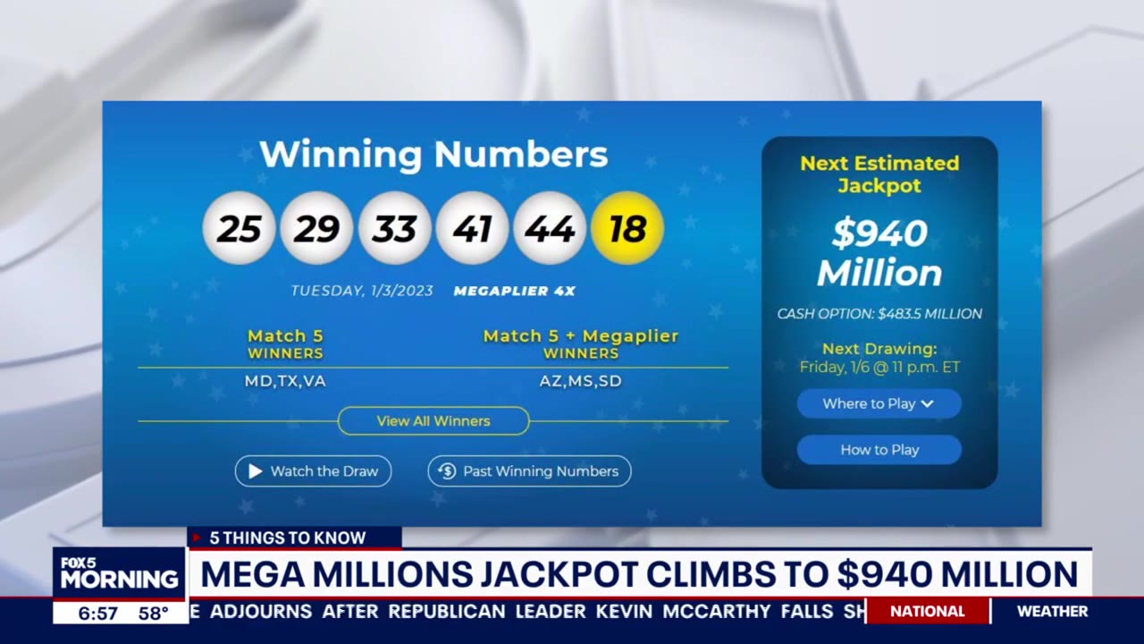 $1 million winning Mega Millions tickets sold in Maryland; jackpot jumps to $940 million