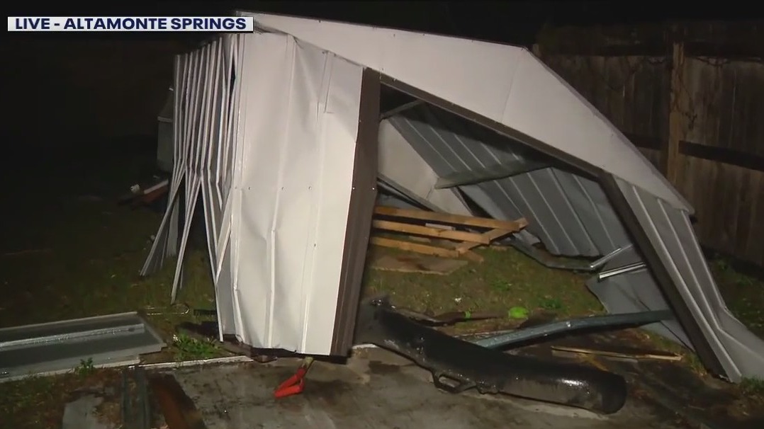 Chase through yard destroyed shed, car