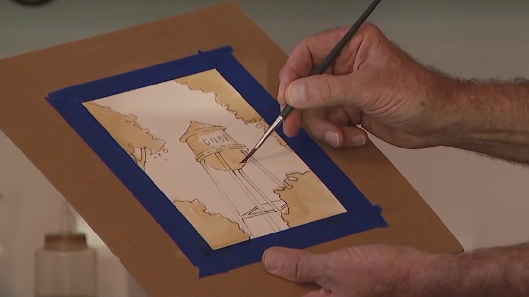 AZ art instructor teaching coffee painting classes